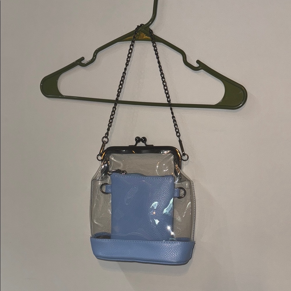 NEW Clear and Blue Kisslock Shoulder Bag